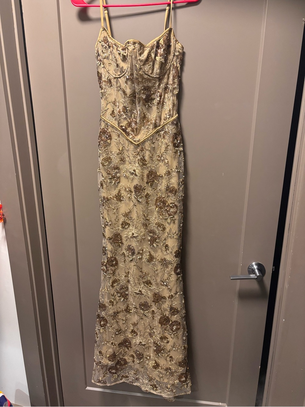 House of CB Naima olive bronze hand beaded Embellished corset Maxi dress - Picture 3 of 6
